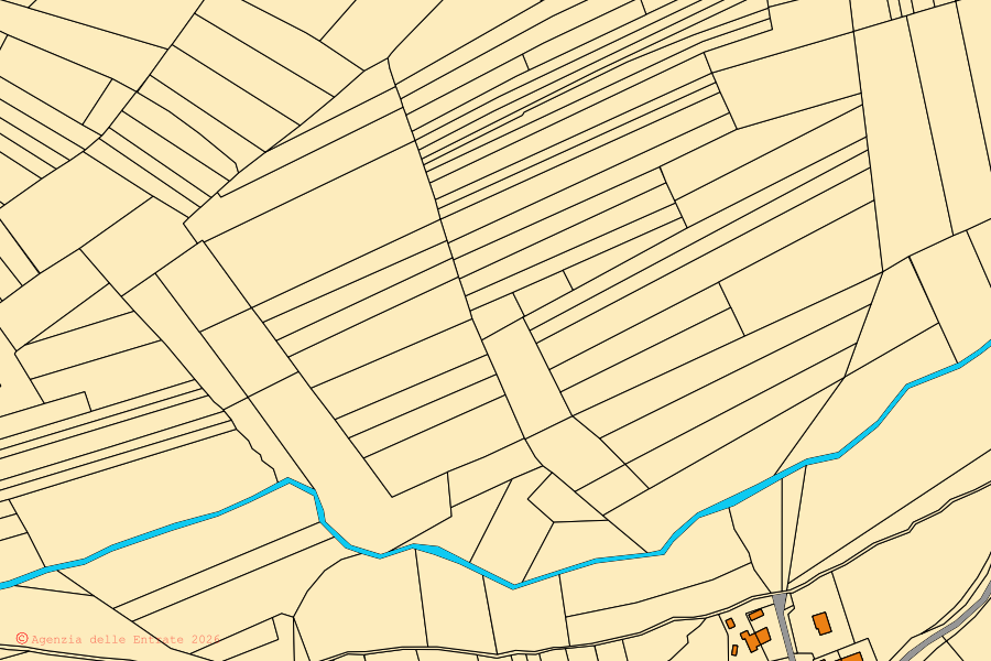 Mappa catastale del centro di Cantarana: particelle e fabbricati, cartografia Agenzia delle Entrate