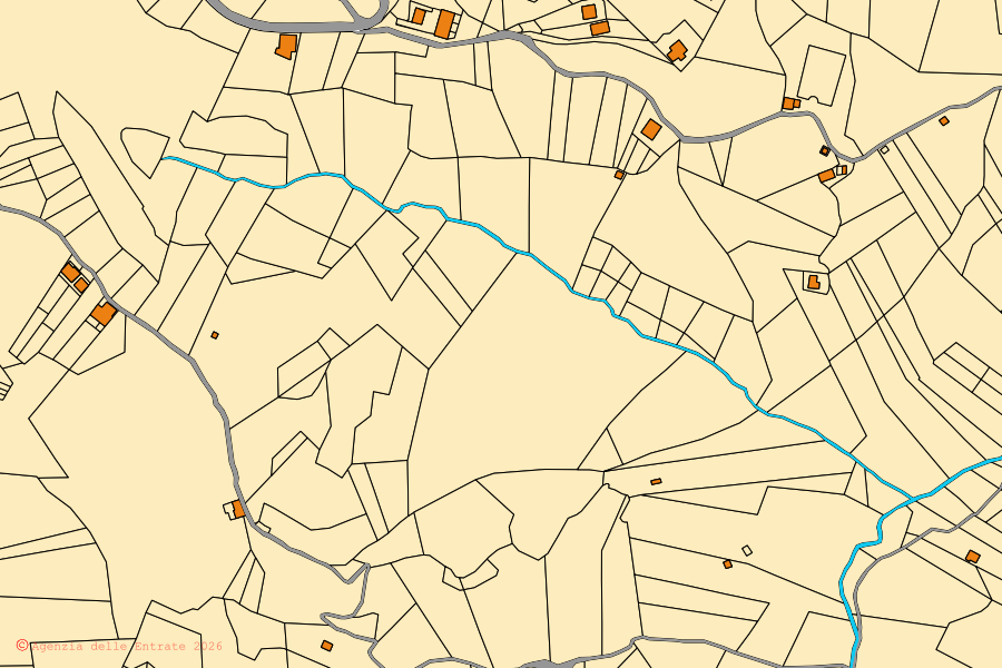 Mappa catastale del centro di Canterano: particelle e fabbricati, cartografia Agenzia delle Entrate