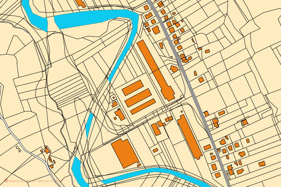 Mappa catastale del centro di Cantiano: particelle e fabbricati, cartografia Agenzia delle Entrate