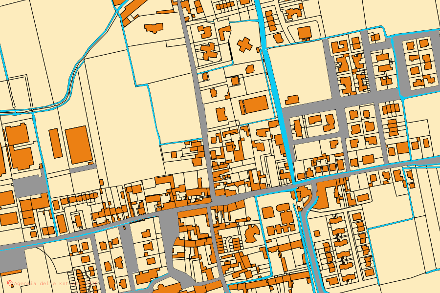 Mappa catastale del centro di Capergnanica: particelle e fabbricati, cartografia Agenzia delle Entrate