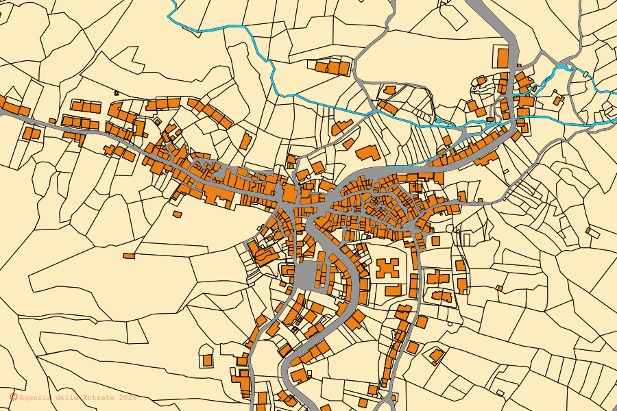 Mappa catastale del centro di Capistrano: particelle e fabbricati, cartografia Agenzia delle Entrate