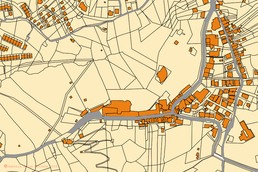 Mappa catastale del centro di Caposele: particelle e fabbricati, cartografia Agenzia delle Entrate