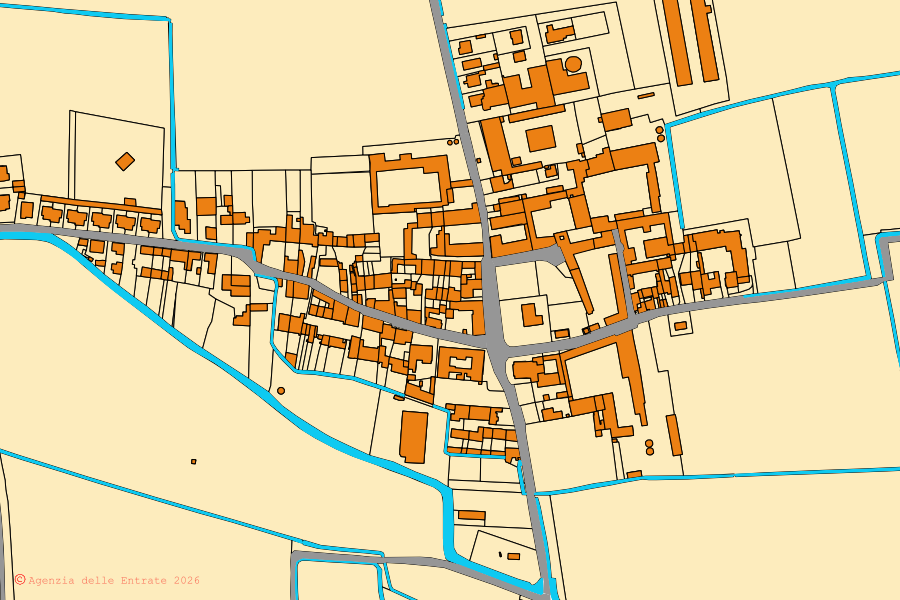 Mappa catastale del centro di Cappella de' Picenardi: particelle e fabbricati, cartografia Agenzia delle Entrate