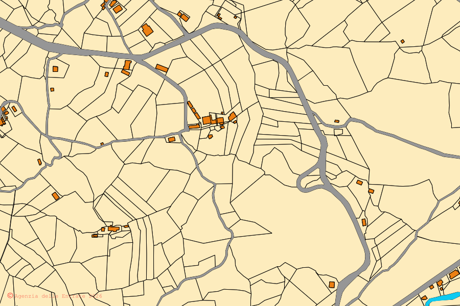 Mappa catastale del centro di Caprese Michelangelo: particelle e fabbricati, cartografia Agenzia delle Entrate