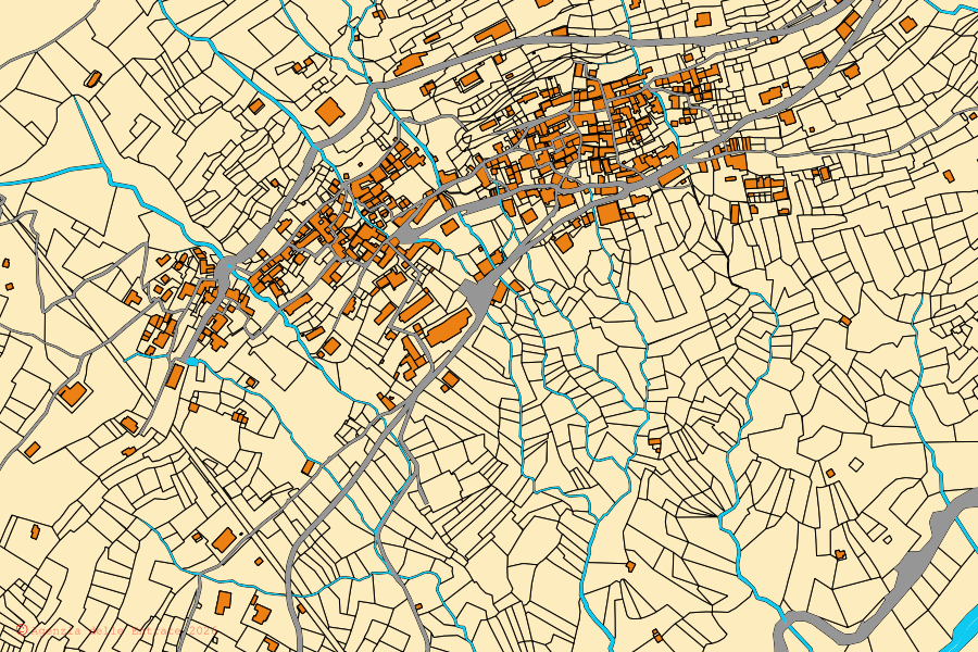 Mappa catastale del centro di Caprezzo: particelle e fabbricati, cartografia Agenzia delle Entrate