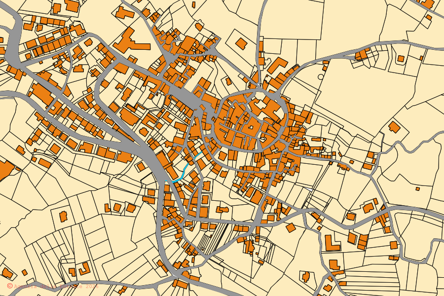 Mappa catastale del centro di Capriati a Volturno: particelle e fabbricati, cartografia Agenzia delle Entrate