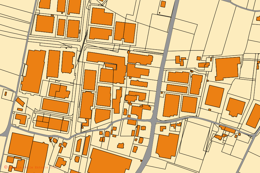 Mappa catastale del centro di Capriolo: particelle e fabbricati, cartografia Agenzia delle Entrate