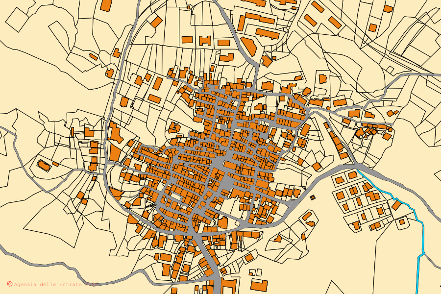 Mappa catastale del centro di Caraffa di Catanzaro: particelle e fabbricati, cartografia Agenzia delle Entrate