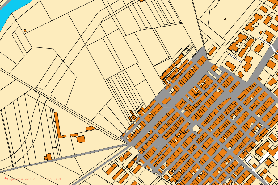 Mappa catastale del centro di Carapelle: particelle e fabbricati, cartografia Agenzia delle Entrate