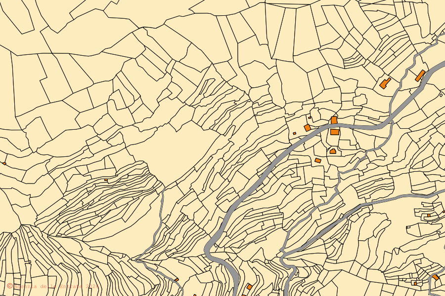 Mappa catastale del centro di Caravonica: particelle e fabbricati, cartografia Agenzia delle Entrate