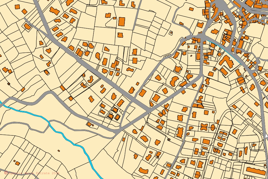 Mappa catastale del centro di Carbognano: particelle e fabbricati, cartografia Agenzia delle Entrate