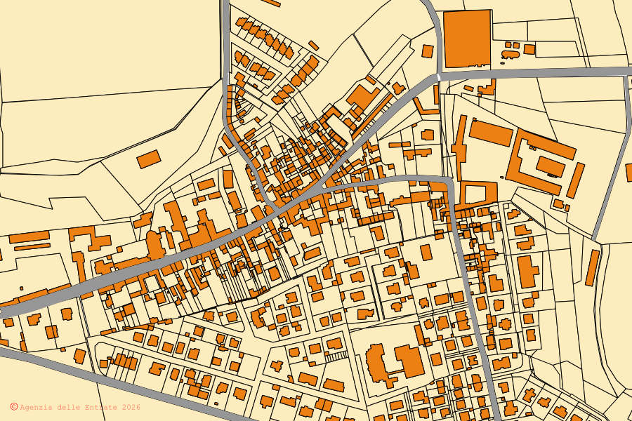 Mappa catastale del centro di Carbonara al Ticino: particelle e fabbricati, cartografia Agenzia delle Entrate