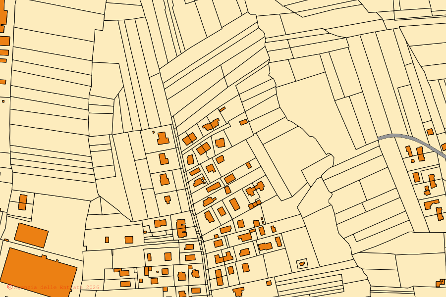 Mappa catastale del centro di Carbonara Scrivia: particelle e fabbricati, cartografia Agenzia delle Entrate