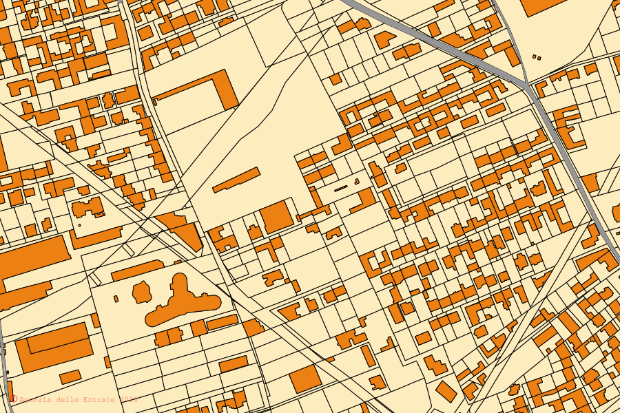 Mappa catastale del centro di Cardito: particelle e fabbricati, cartografia Agenzia delle Entrate