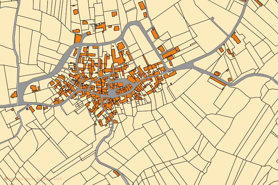 Mappa catastale del centro di Carezzano: particelle e fabbricati, cartografia Agenzia delle Entrate