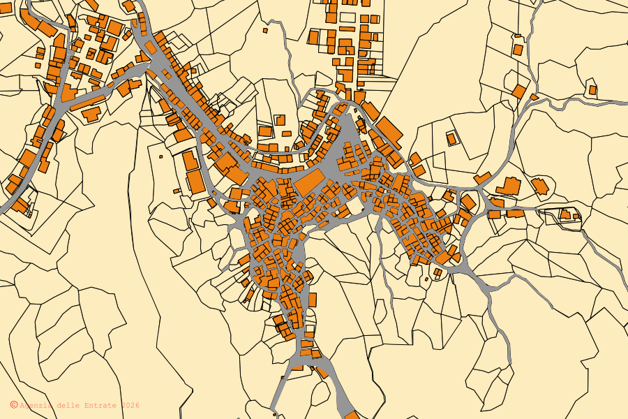 Mappa catastale del centro di Carfizzi: particelle e fabbricati, cartografia Agenzia delle Entrate