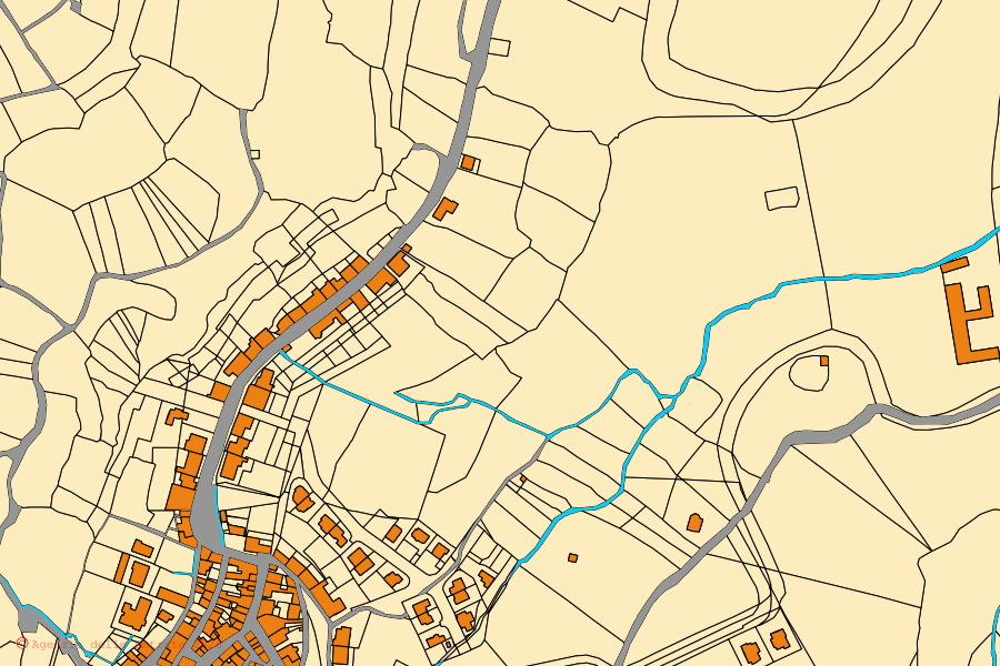 Mappa catastale del centro di Cargeghe: particelle e fabbricati, cartografia Agenzia delle Entrate