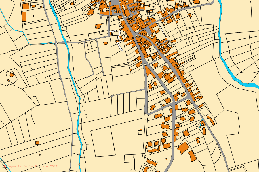 Mappa catastale del centro di Carinola: particelle e fabbricati, cartografia Agenzia delle Entrate