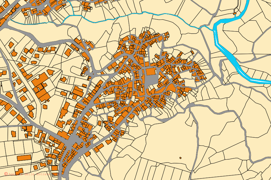 Mappa catastale del centro di Carlopoli: particelle e fabbricati, cartografia Agenzia delle Entrate