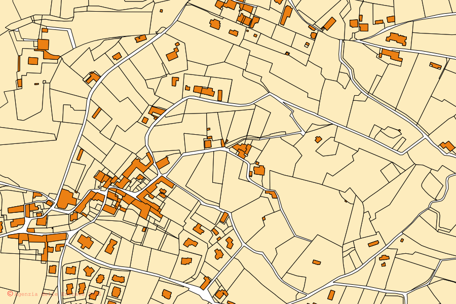 Mappa catastale del centro di Carobbio degli Angeli: particelle e fabbricati, cartografia Agenzia delle Entrate