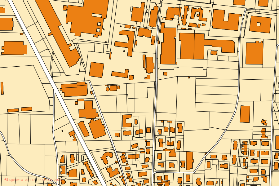 Mappa catastale del centro di Caronno Pertusella: particelle e fabbricati, cartografia Agenzia delle Entrate