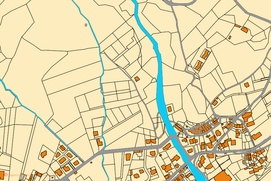 Mappa catastale del centro di Carpegna: particelle e fabbricati, cartografia Agenzia delle Entrate