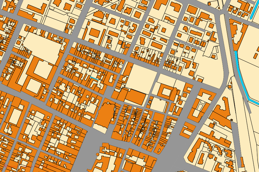 Mappa catastale del centro di Carpi: particelle e fabbricati, cartografia Agenzia delle Entrate