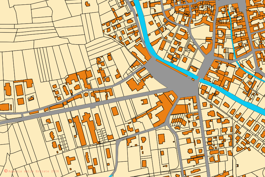 Mappa catastale del centro di Carpignano Sesia: particelle e fabbricati, cartografia Agenzia delle Entrate