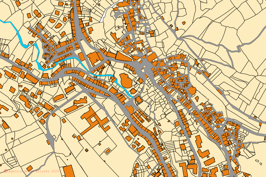Mappa catastale del centro di Carpineto Romano: particelle e fabbricati, cartografia Agenzia delle Entrate
