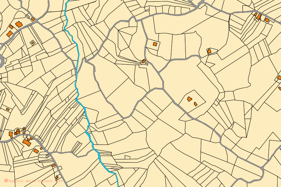 Mappa catastale del centro di Carpineto Sinello: particelle e fabbricati, cartografia Agenzia delle Entrate