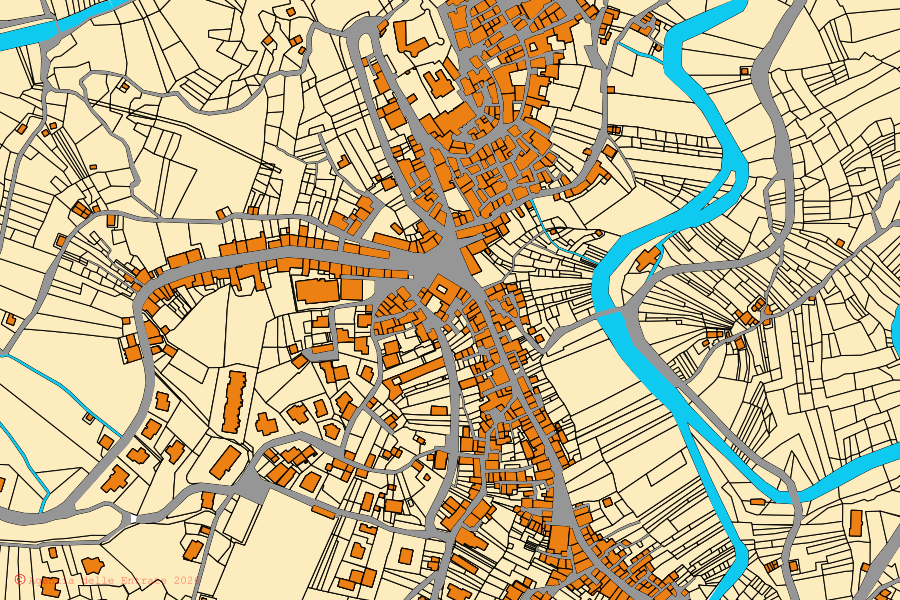 Mappa catastale del centro di Carpinone: particelle e fabbricati, cartografia Agenzia delle Entrate