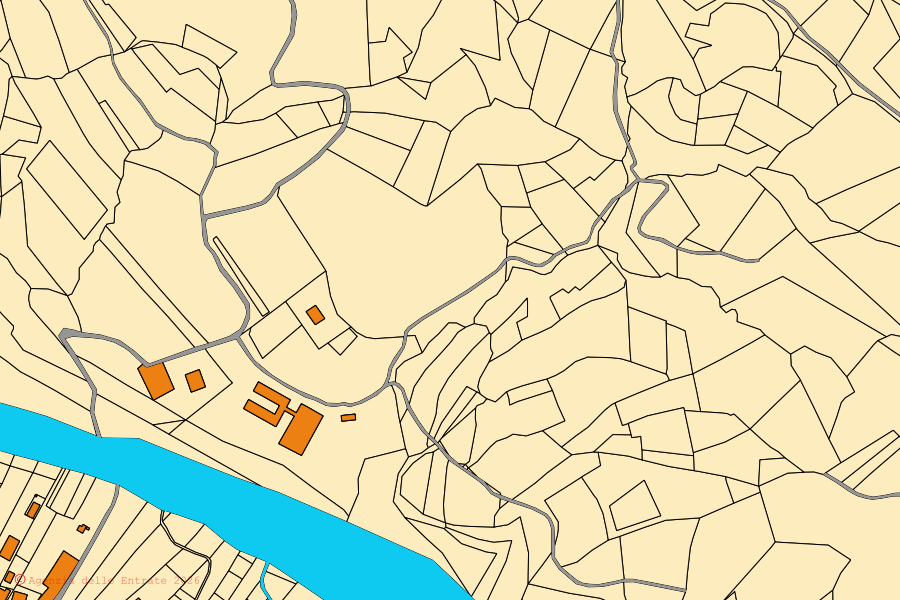 Mappa catastale del centro di Carrosio: particelle e fabbricati, cartografia Agenzia delle Entrate