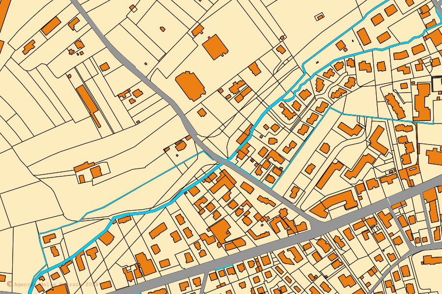 Mappa catastale del centro di Carrù: particelle e fabbricati, cartografia Agenzia delle Entrate