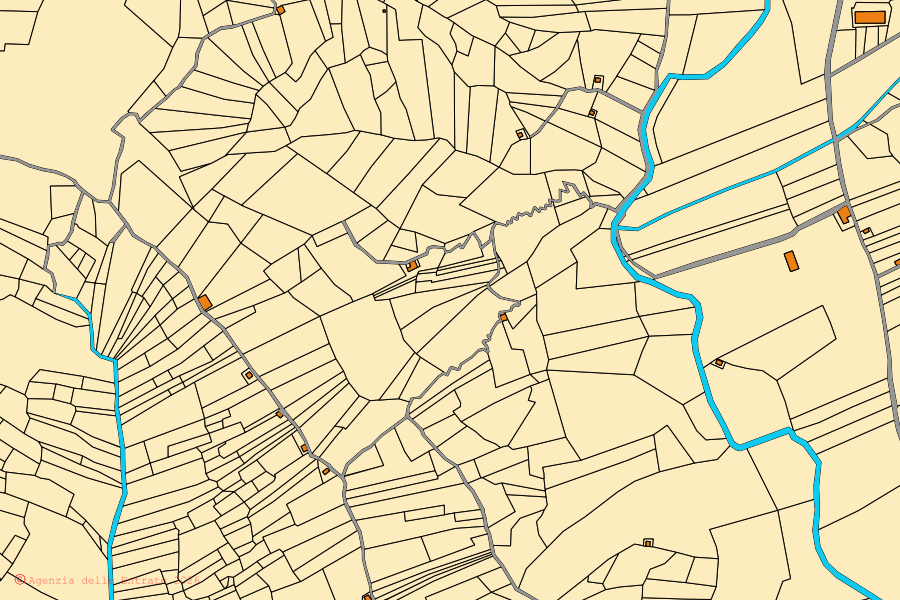 Mappa catastale del centro di Carsoli: particelle e fabbricati, cartografia Agenzia delle Entrate