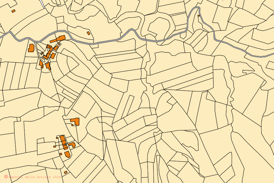 Mappa catastale del centro di Cartosio: particelle e fabbricati, cartografia Agenzia delle Entrate