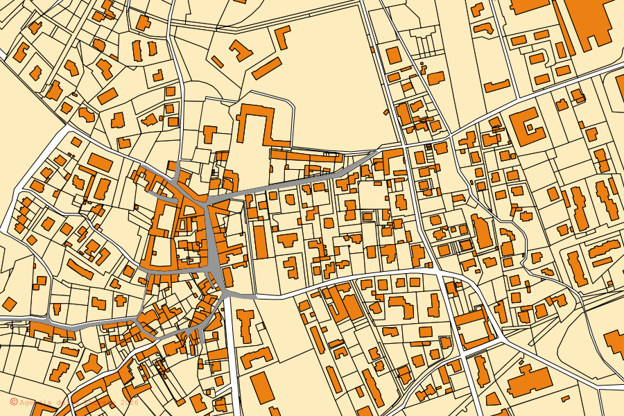 Mappa catastale del centro di Carvico: particelle e fabbricati, cartografia Agenzia delle Entrate