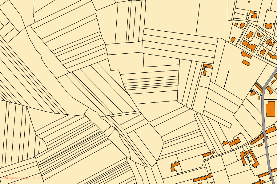 Mappa catastale del centro di Casal Cermelli: particelle e fabbricati, cartografia Agenzia delle Entrate