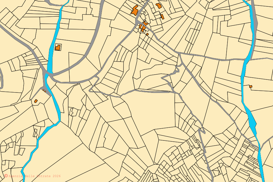 Mappa catastale del centro di Casalattico: particelle e fabbricati, cartografia Agenzia delle Entrate