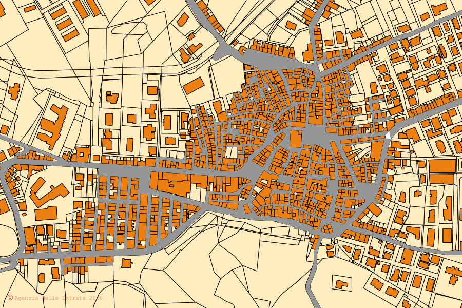Mappa catastale del centro di Casalbordino: particelle e fabbricati, cartografia Agenzia delle Entrate