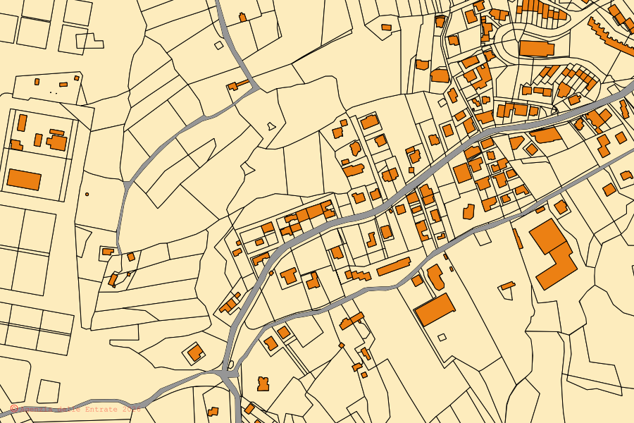 Mappa catastale del centro di Casalbore: particelle e fabbricati, cartografia Agenzia delle Entrate