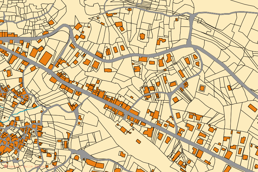 Mappa catastale del centro di Casalbuono: particelle e fabbricati, cartografia Agenzia delle Entrate