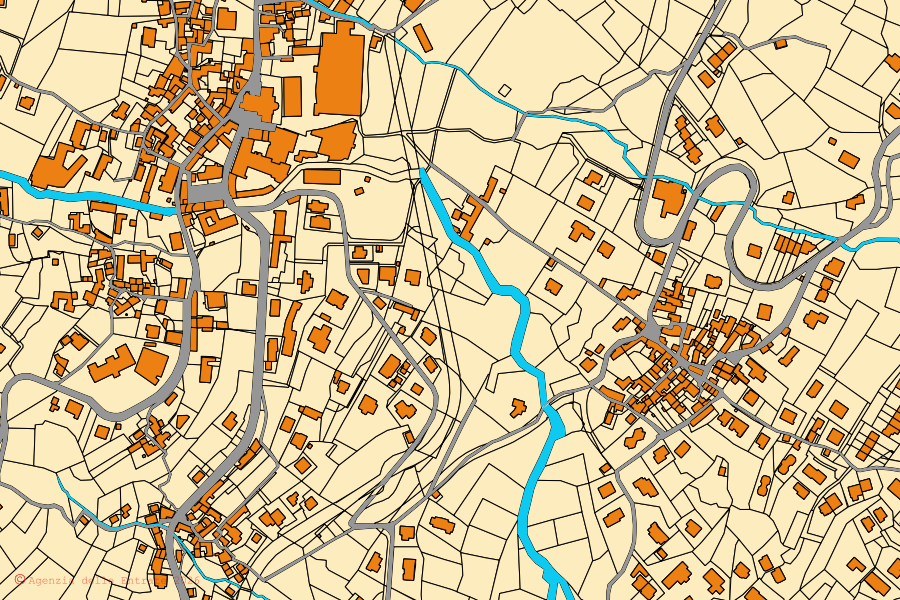 Mappa catastale del centro di Casale Corte Cerro: particelle e fabbricati, cartografia Agenzia delle Entrate