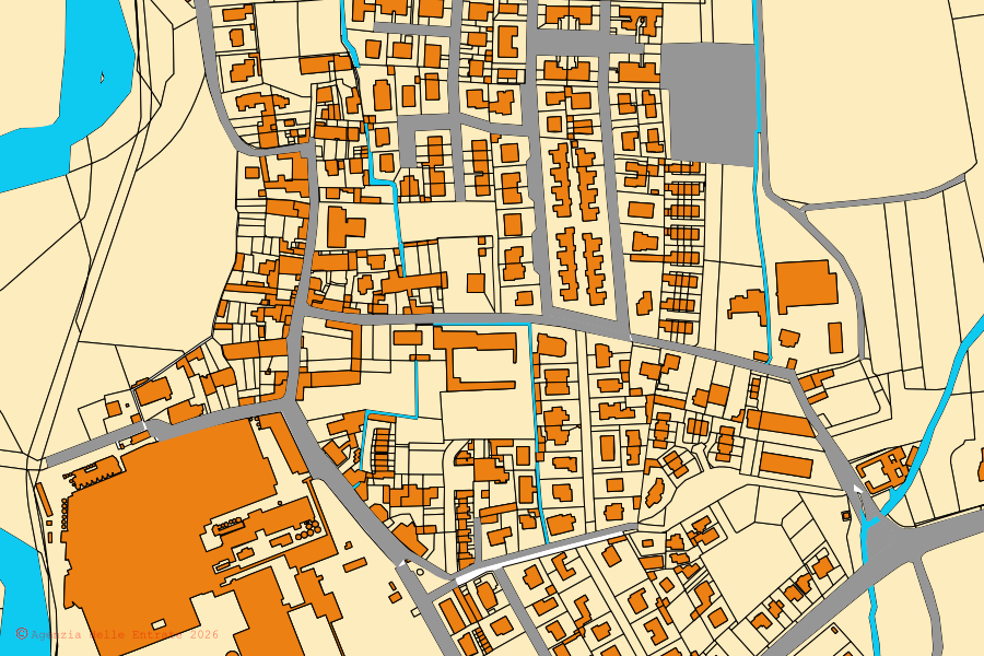 Mappa catastale del centro di Casale Cremasco-Vidolasco: particelle e fabbricati, cartografia Agenzia delle Entrate