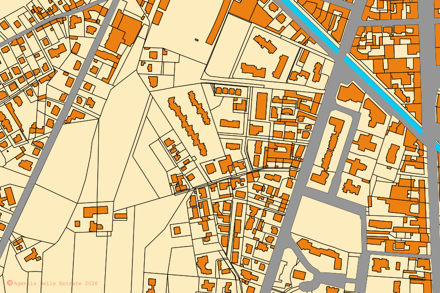 Mappa catastale del centro di Casale Monferrato: particelle e fabbricati, cartografia Agenzia delle Entrate
