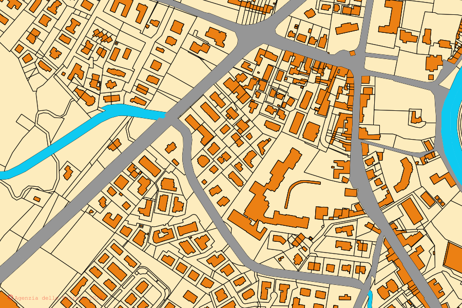 Mappa catastale del centro di Casale sul Sile: particelle e fabbricati, cartografia Agenzia delle Entrate
