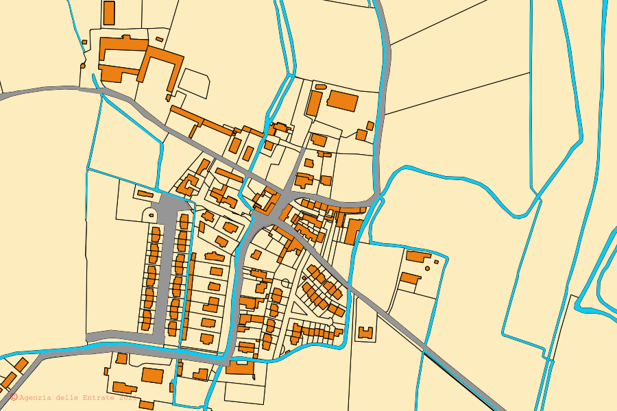 Mappa catastale del centro di Casaletto di Sopra: particelle e fabbricati, cartografia Agenzia delle Entrate