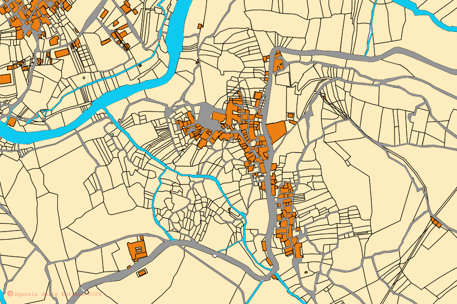Mappa catastale del centro di Casaletto Spartano: particelle e fabbricati, cartografia Agenzia delle Entrate