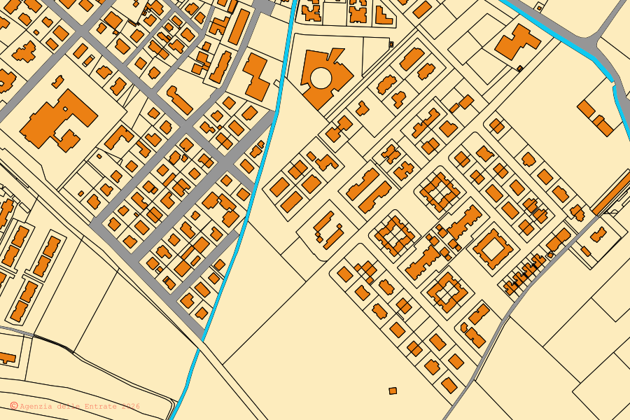 Mappa catastale del centro di Casalgrande: particelle e fabbricati, cartografia Agenzia delle Entrate