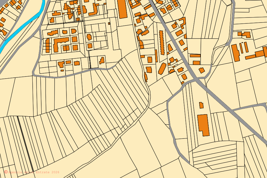 Mappa catastale del centro di Casalgrasso: particelle e fabbricati, cartografia Agenzia delle Entrate