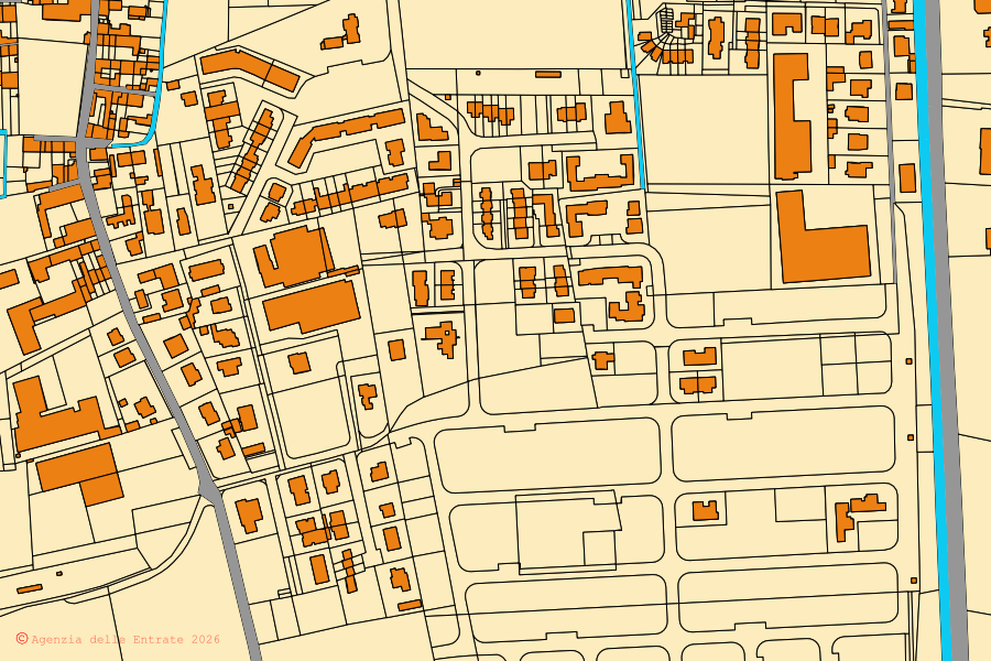 Mappa catastale del centro di Casalmoro: particelle e fabbricati, cartografia Agenzia delle Entrate